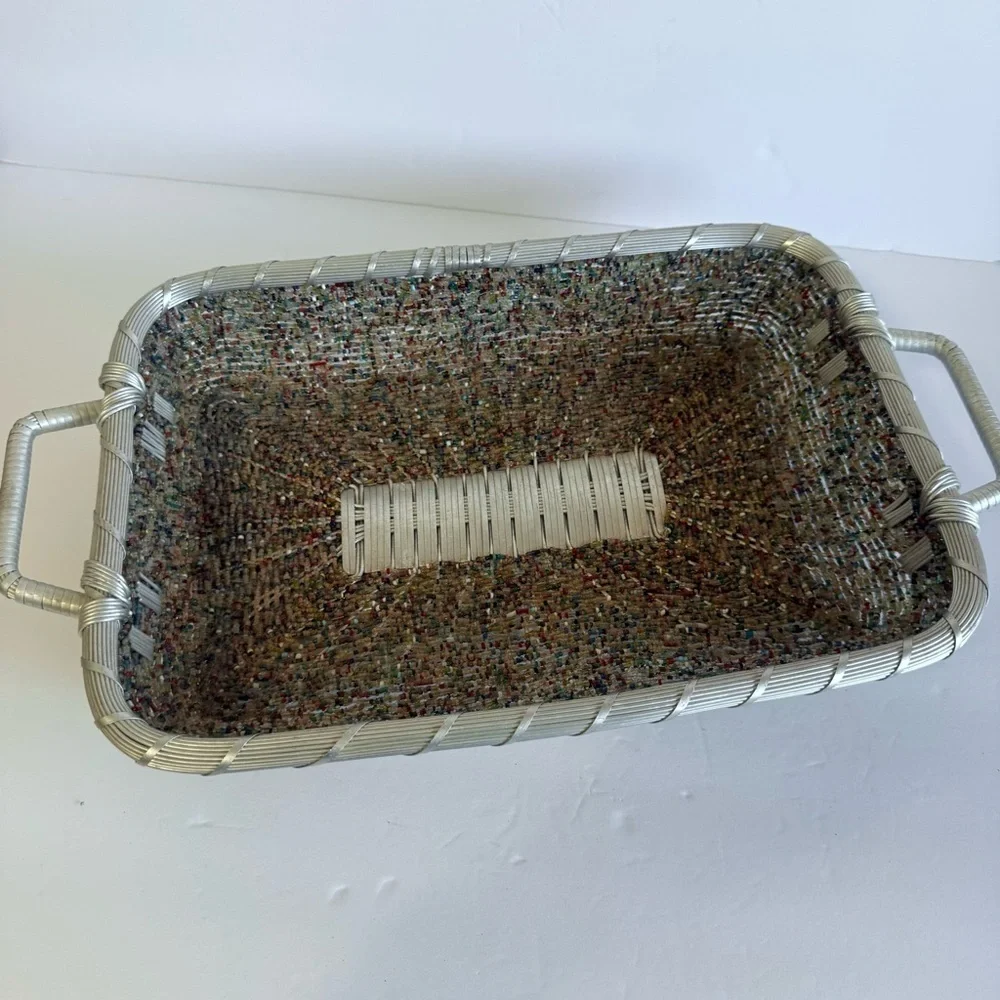 IHI Beaded Rectangular Basket with Handles - Picture 3 of 7